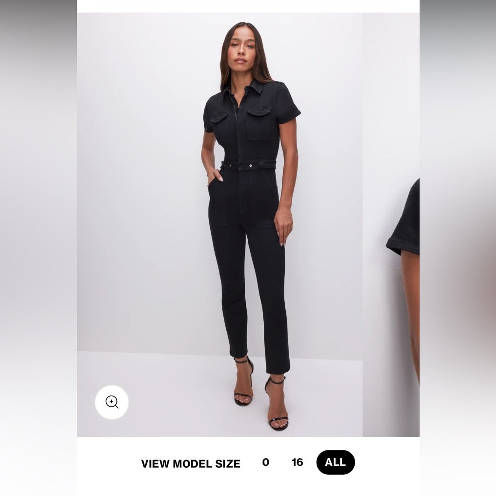 Good American Classic Black Denim jumpsuit
